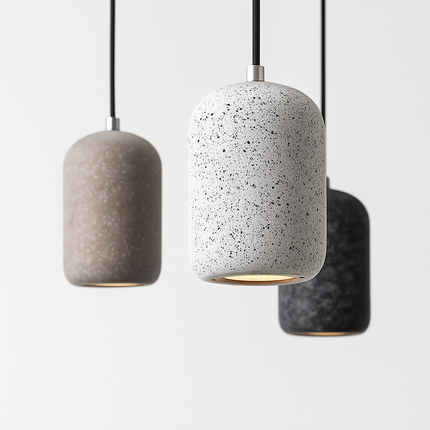 Suspension cylindrique LED effet terrazzo en ciment — LZ4X9D2