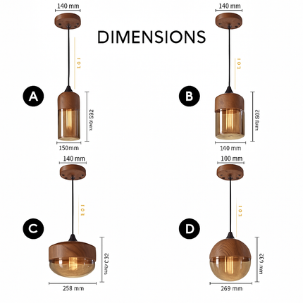 Suspension loft rétro en bois et verre — LZ4QX9J2