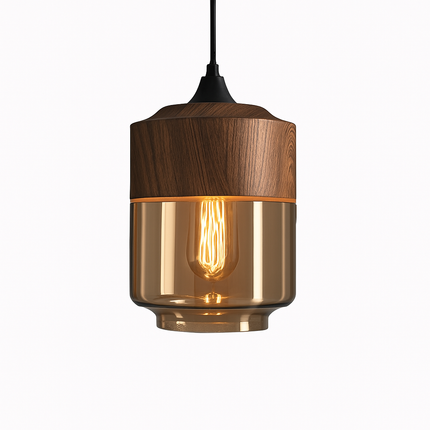 Suspension loft rétro en bois et verre — LZ4QX9J2
