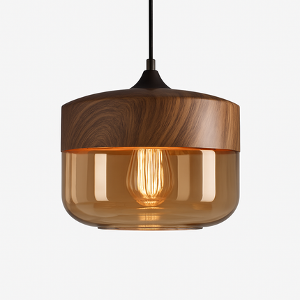 Suspension loft rétro en bois et verre — LZ4QX9J2