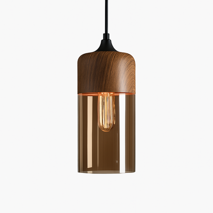 Suspension loft rétro en bois et verre — LZ4QX9J2