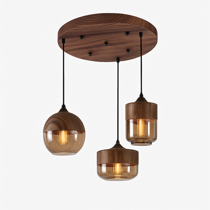 Suspension loft rétro en bois et verre — LZ4QX9J2