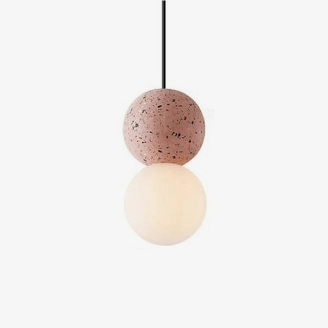 Suspension design en boule en ciment façon terrazzo LED