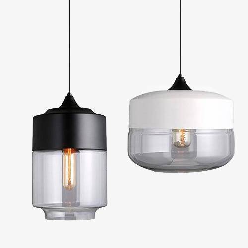 Suspension moderne en verre et métal, formes variées — LZ4X9P2
