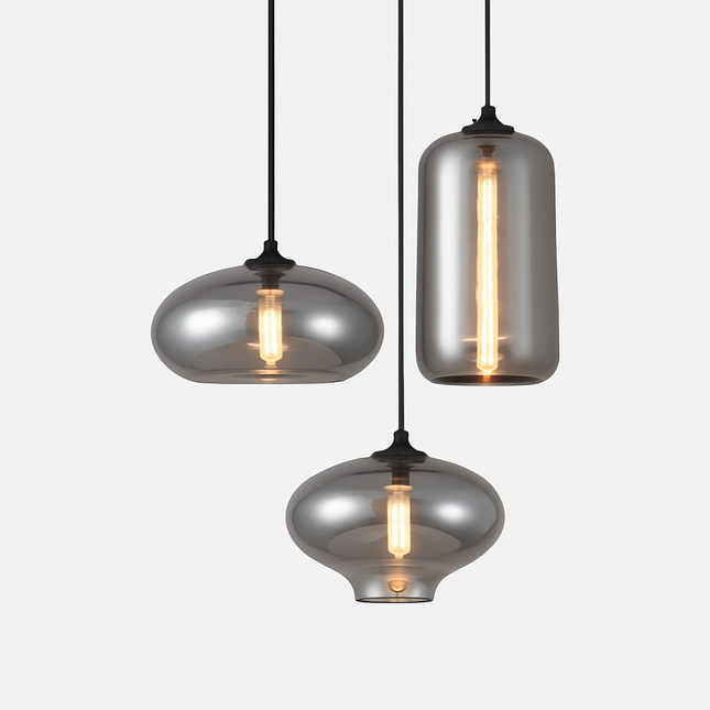 Suspension LED en verre aux formes arrondies avec ampoule style industriel — LZ4P9XJ