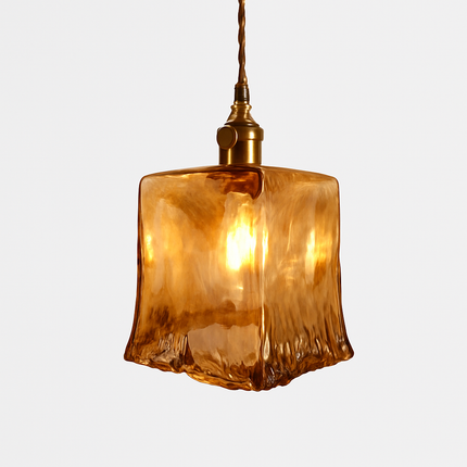Suspension rétro avec abat-jour en verre ambré à LED — LZ4T9XJ