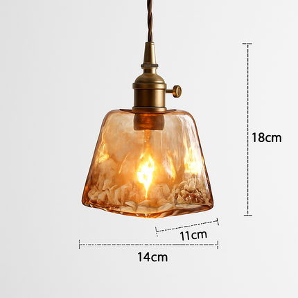 Suspension rétro avec abat-jour en verre ambré à LED — LZ4T9XJ
