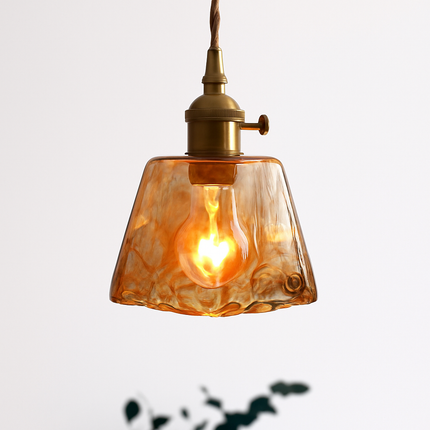 Suspension rétro avec abat-jour en verre ambré à LED — LZ4T9XJ