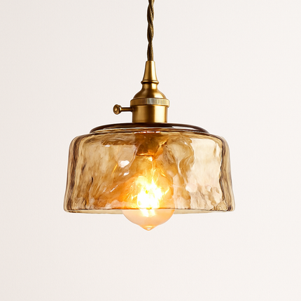 Suspension rétro avec abat-jour en verre ambré à LED — LZ4T9XJ