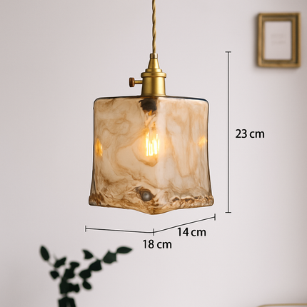 Suspension rétro avec abat-jour en verre ambré à LED — LZ4T9XJ