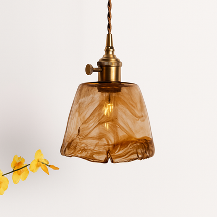 Suspension rétro avec abat-jour en verre ambré à LED — LZ4T9XJ