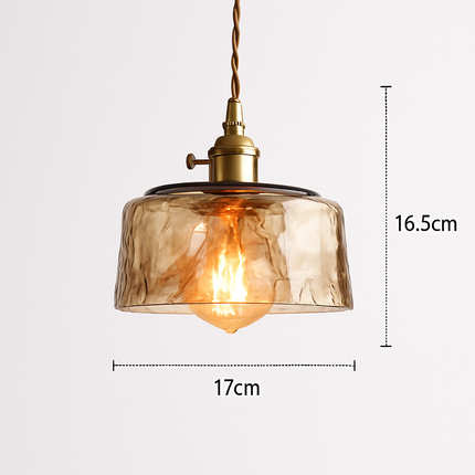 Suspension rétro avec abat-jour en verre ambré à LED — LZ4T9XJ