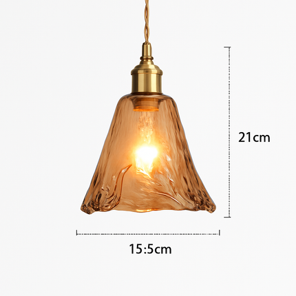 Suspension rétro avec abat-jour en verre ambré à LED — LZ4T9XJ