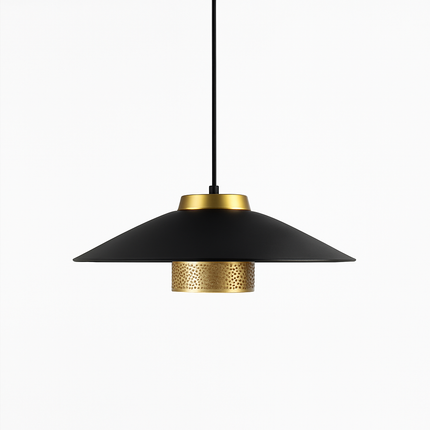 Suspension design LED en métal noir et doré Bar