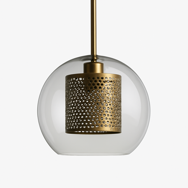 Suspension LED en verre avec lampe finition dorée — LZ4Q7M2