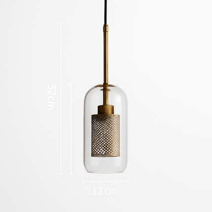 Suspension LED en verre avec lampe finition dorée — LZ4Q7M2
