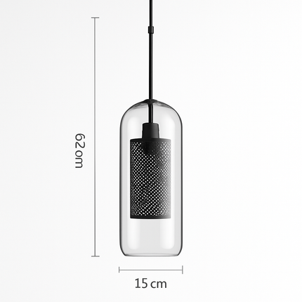 Suspension LED en verre avec lampe finition dorée — LZ4Q7M2