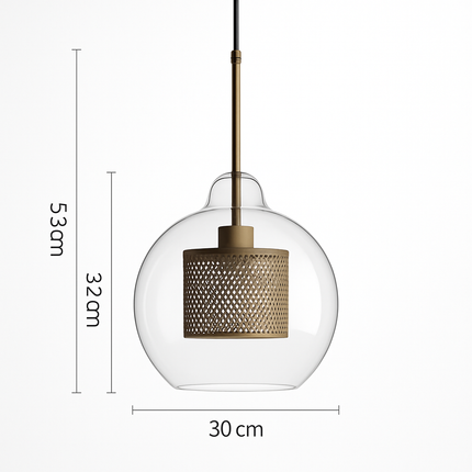 Suspension LED en verre avec lampe finition dorée — LZ4Q7M2