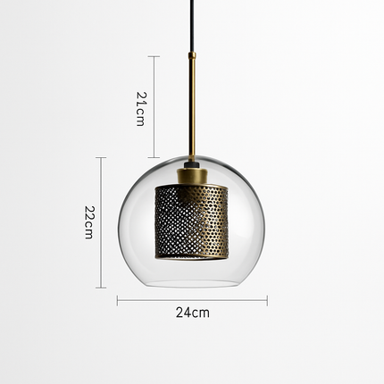 Suspension LED en verre avec lampe finition dorée — LZ4Q7M2