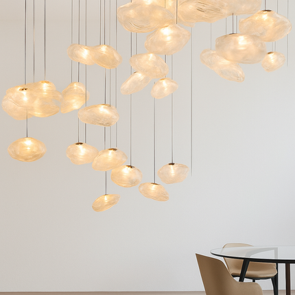 Suspension design à LED en verre soufflé style hang