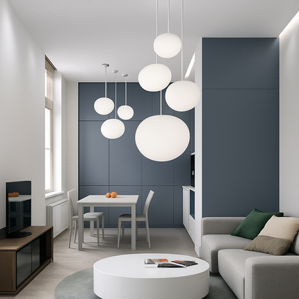 Suspension design LED ovale en verre blanc — LZ4M9X2