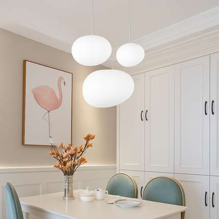 Suspension design LED ovale en verre blanc — LZ4M9X2