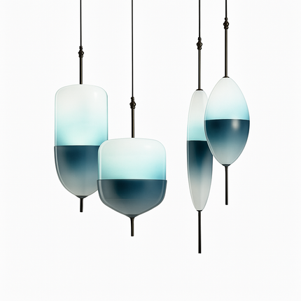 Suspension en verre bleu forme goutte au design moderne — LZ4X9M