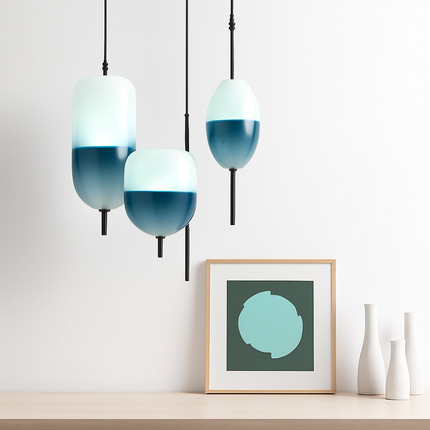 Suspension en verre bleu forme goutte au design moderne — LZ4X9M