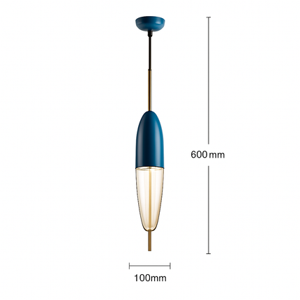 Suspension en verre bleu forme goutte au design moderne — LZ4X9M