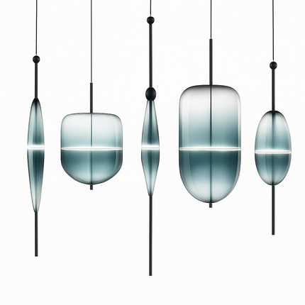 Suspension en verre bleu forme goutte au design moderne — LZ4X9M