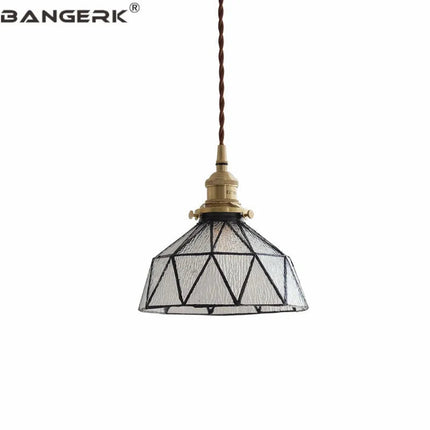 Suspension vintage en laiton et verre style nordique — LZ7D4Q