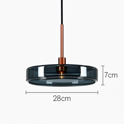 Suspension design ronde en verre bleue Dining