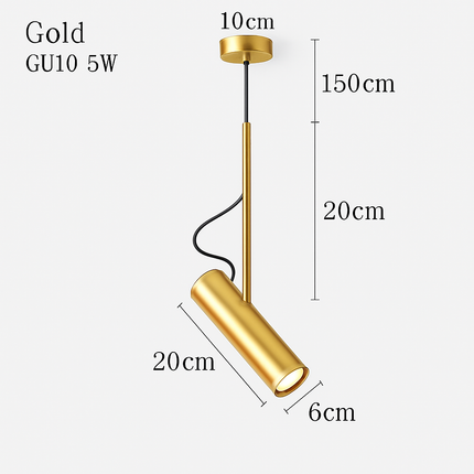 Suspension design spot orientable et tige dorée