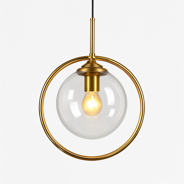 Suspension design boule en verre fumé avec LED dorée — LZ4P9X