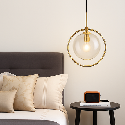 Suspension design boule en verre fumé avec LED dorée — LZ4P9X