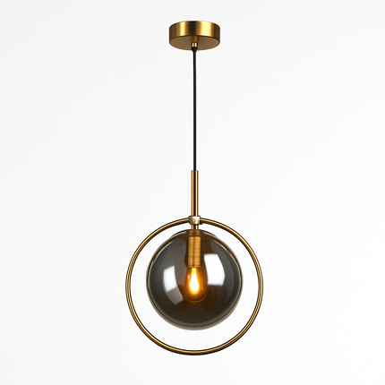 Suspension design boule en verre fumé avec LED dorée — LZ4P9X