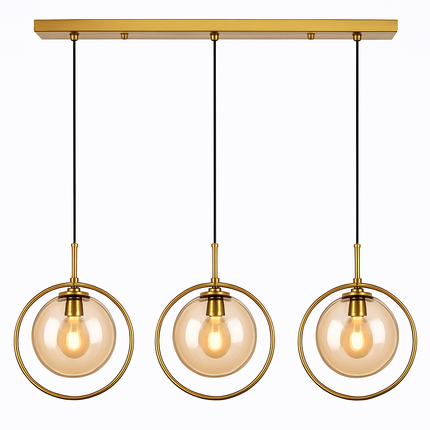 Suspension design boule en verre fumé avec LED dorée — LZ4P9X