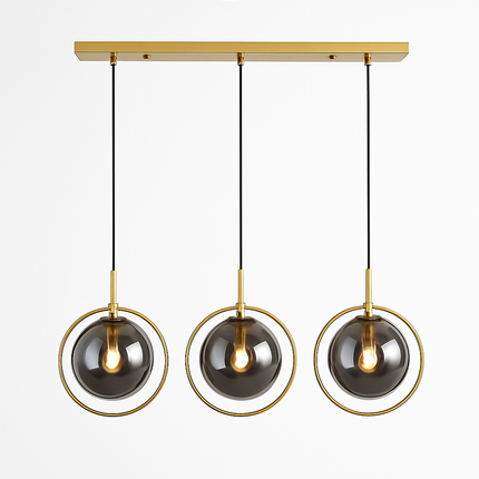 Suspension design boule en verre fumé avec LED dorée — LZ4P9X