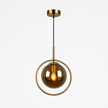 Suspension design boule en verre fumé avec LED dorée — LZ4P9X