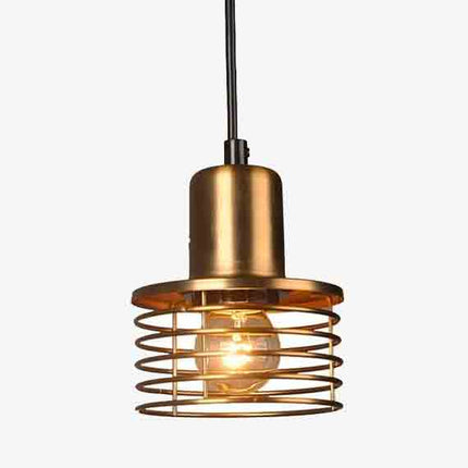 Suspension cage spirale finition dorée style loft rétro — LZ4N7Q2