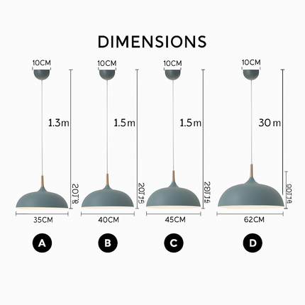 Suspension en aluminium coloré avec tige en bois — LZ4X9P2