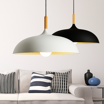 Suspension en aluminium coloré avec tige en bois — LZ4X9P2
