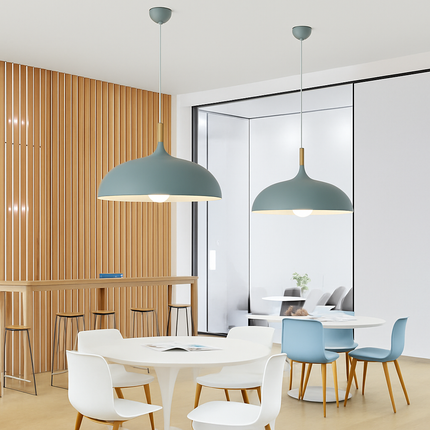 Suspension en aluminium coloré avec tige en bois — LZ4X9P2