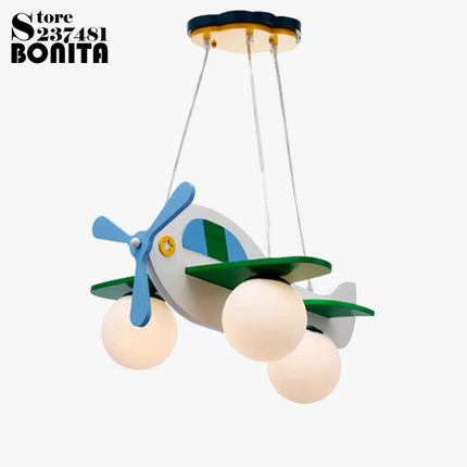 Suspension en bois et verre motif avion pour enfants — LZ4X9M