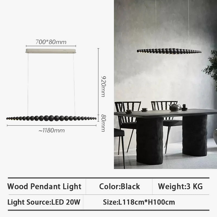Suspension en bois LED linéaire pour îlot de cuisine et salle à manger — LZ4X9P2