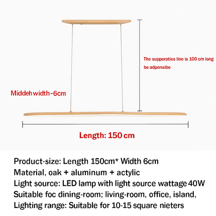 Suspension LED linéaire en bois pour îlot de cuisine et salon — LZ4X9P