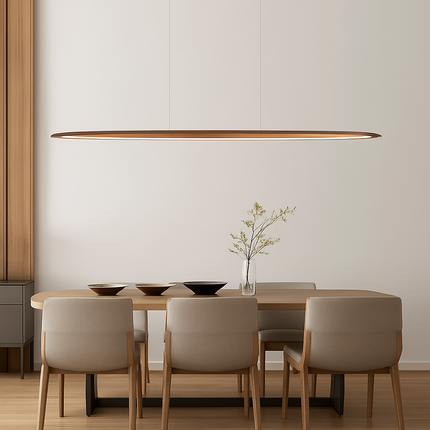 Suspension LED linéaire en bois pour îlot de cuisine et salon — LZ4X9P