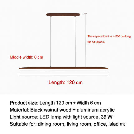 Suspension LED linéaire en bois pour îlot de cuisine et salon — LZ4X9P