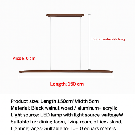 Suspension LED linéaire en bois pour îlot de cuisine et salon — LZ4X9P