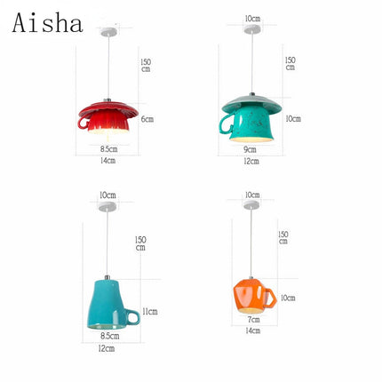 Suspension décorative en céramique avec motif tasse de thé et théière — LZ4P9XJ2